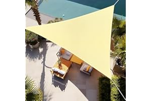 Falflor 3x3x3m Triangle Shade Sail UV Block Awning for Patio Waterproof Outdoor Canopy Sun Shade Sail for Garden Patio Yard Party Camping(Beige)