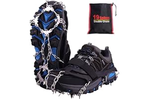 ‎RAKARAKA Rakaraka Steigeisen für Bergschuhe, Schuhkrallen mit 19 Edelstahl Zähne Spikes, Eisspikes, Schneekette, Grödel und Spikes für Klettern Bergsteigen Trekking High Altitude Winter Outdoor
