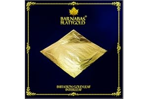 Barnabas Blattgold Imitation Gold Leaf, Loose Sheets [100 Sheets, 14 cm], Metal Foil Leaf for Painting, Arts and Crafts