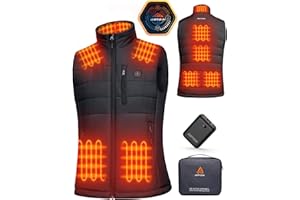 GOTOBI Chaleco Calefactable Hombre, Chaleco Calefactable con Batería Incluida de 16000mAh 7.4V, 9 Áreas de Calefacción, 3 Niveles de Temperatura Ajustables, Chaleco Térmico para Actividades al Aire Libre