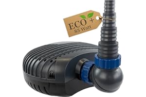 KERRY ELECTRONICS ECO Teichpumpe KEE12000-12000 L/H, nur 85 Watt energiesparend, Vorfilterkammer, 5,5m Förderhöhe, 10m Kabel, Wasserpumpe für Brunnen, Teich und Bach, Brunnenpumpe | Gartenteichpumpe