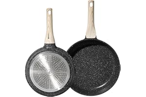 JUST PERFECTO HOUSEHOLD APPLIANCES Just Perfecto Lot de 2 poêles 20/24 cm Compatibles Induction, Revêtement Antiadhésif Sans PFAS ni PFOA, Acier Inoxydable Haute Qualité, Poignées Thermo-isolées