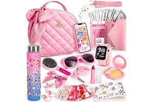 Hohosunlar Play Purse for Little Girls Toddlers, Kids Handbag w/ Pretend Makeup, DIY Unicorn Water Bottle, Toy Phone, Watch, Wallet Cards Stickers, Princess Christmas Birthday Gift Toy for Girls 3-12