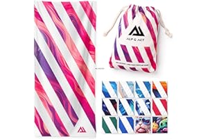 ALP & ACT Strandtuch XXL 200x90 cm - 100% recycelte Mikrofaser - EXTRA LEICHT & schnelltrocknend - großes Microfaser Handtuch für Urlaub & Strand - Badetuch inkl. Baumwollbeutel - pink
