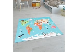 Paco Home Kinderteppich Teppich Kinderzimmer Spielteppich Junge Mädchen Modern rutschfest, Grösse:160x220 cm, Farbe:Türkis