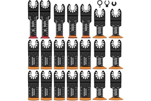 Retrok 21 szt. brzeszczotów oscylacyjnych do drewna i metalu, bimetalowe, ostre brzeszczoty wielofunkcyjne, długie 40-70 mm, stal węglowa Arc Edge do Bosc h Fei-n Makit-a Milwauke-e Ridgi-d