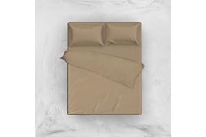 L'ANTICO ARCOLAIO Set Completo Letto Lenzuola 100% Cotone Tinta Unita (TORTORA, PIAZZA E MEZZA FRANCESE)