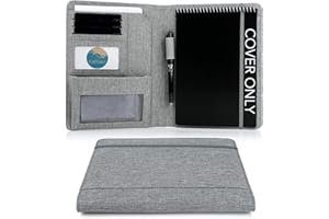 KAITIAKI Funda tipo libro para Rocketbook Flip – Tamaño ejecutivo, organizador de cuadernos con lazo para bolígrafo, soporte para tarjetas de visita, 9x7 pulgadas, gris