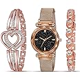 Acnos® Premium Brand - A Watch Analogue Plain Black Dial Magnet Watch with Gift Bracelet for Women Or Girls and Watch for Girl Or Women (Combo of 3)