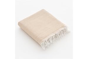 GAMUSI Fouta Pareo Serviette de plage légère nid d'abeille 90 x 180 cm, couleur moutarde