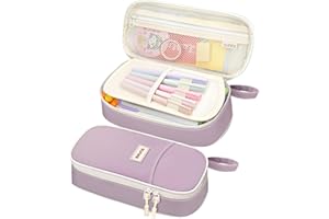 SUNEE Federmäppchen mit großer Kapazität, Ästhetische Mäppchen mit Fächern und Griff, Tragbare Federtasche und Federmappe für Schule, Büro, Mädchen, Jungen, Teenager & Erwachsene, Violett