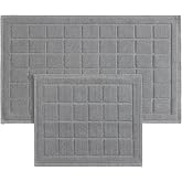 Koza Home Medea Gri 2'li Pamuk Kare Desenli Banyo Paspas Takımı 60x100 60x50 8596