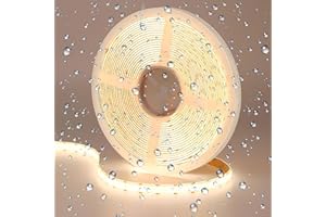 GOMING Doble Fila Tira LED COB 24V 10M Blanco Natural 4000K IP65 Impermeable CRI 93+ Brillo Alto 20000lm Alta Densidad 600LED/M Luces LED para Sala de Estar Dormitorio y Más(Sin Alimentación)