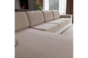 OHSIO Stretch Sofa Covers for Sectional Couch – Soft Washable Sofa Slipcovers 2 3 4 Seater, Pet-Friendly, Anti-Slip Furniture Protector(1 Piece Chair Cover, Light Brown)