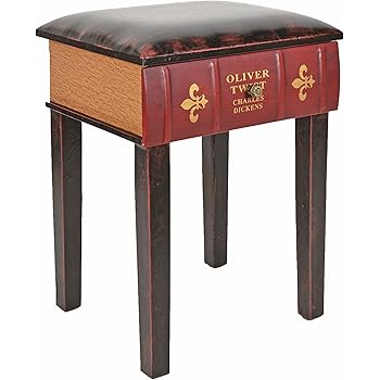 ts-ideen Hocker Stuhl im Buch Look Schublade Antik Vintage für Sekretär