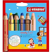 Kleurpotloden STABILO 880 woody 3 in 1 Arty slijper penseel ass 18st op