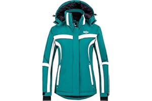 Wantdo Chaqueta de Montaña Esquí Chaqueta Impermeable Cálida Aislada con Vellón Parka con Capucha de Nieve Invierno Abrigo para Exteriores Snowboard para Mujer
