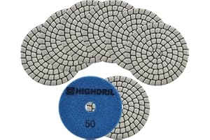 HIGHDRIL Disque de Polissage Diamant 8 Pièces - 100mm Grain #50 Sec Diamant Polissage Pads pour Marbre Granite Pierre Béton