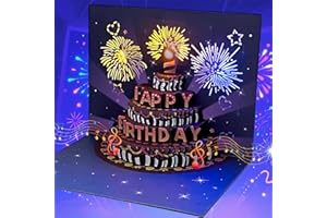 SHUBEIEUMI Tarjeta De CumpleañOs 3D, Con Sobres, Tarjeta Cumpleanos Divertida con Música y Luz, Tarjeta Felicitacion Cumpleanos Popup Velas Cumpleaños, para Mujeres, Hombres