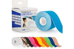 Proworks Kinesiology Tape | 5m Roll of Elastic Muscle Support Tape for Exercise, Sports & Injury Recovery - Light Blue