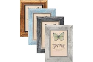 XUANLUO 4 Pack 6x4 Picture Frames,Matted for 4x6 inch Photo Frames, 15 x 10 cm Wood Grain Color Farmhouse Rustic Photo Frame (4x6 inch)