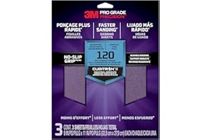SCOTCHBLUE 3M Pro Grade Precision Faster Sanding Sanding Sheets 120 grit Medium, 26120TRI-3, 22.8 cm x 27.9 cm, 3/Pack