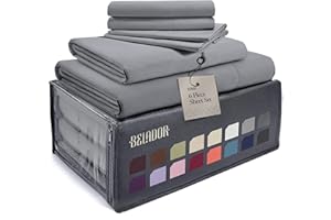 BELADOR Seidig weiches Queen-Size-Bettlaken-Set – luxuriöses 6-teiliges Bettlaken für Queen-Size-Bett, sichere Passform, Tiefe Bettlaken mit elastischen, atmungsaktiven Hotel-Bettlaken und