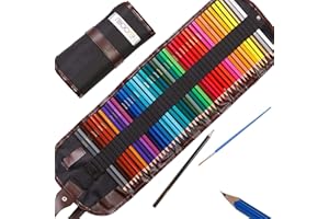 PLAYMAGS Moore Ensemble de Crayons de Couleur Premium Art de 48 pièces de Couleurs Vives pré-aiguisées pour Adultes et Enfants, avec Un Taille-Crayon en Alliage de Kum Gratuit dans Un étui Enroulable en Toile