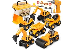 Dreamon Bagger Kinder Spielzeug, Baustellenfahrzeuge Kinder mit Elektro-Drill, Traktor, Sandkasten Bagger Jungen 3 4 5 6 7 Jahren