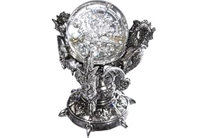 Design Toscano Drachen des Corfu Schlosses Gothic-Deko Statue, Polyresin und Glas, zweifarbig schwarz und Silber, 13 cm