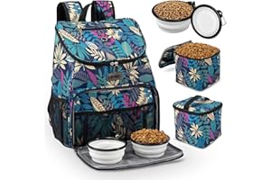 BAGLHER丨Dog Travel Bag, Airline Approved Pet Supplies Backpack, Dog Travel Backpack with 2 Silicone Collapsible Bowls and 2 Food Baskets