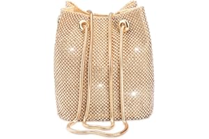 CHIC DIARY Women Rhinestones Crystal Clutch Mini Evening Bags Bucket Bag Party Prom Wedding Small Shoulder Cross-body Purses