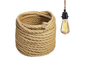 GreenSun Cable Trenzado Vintage - Cable Electrico 3 Hilos 20 Metros Cable Cuerda Cable Eléctrico Vintage 3x0,75mm² Yute para Lámparas de Araña, Apliques y Pantallas de Lámparas
