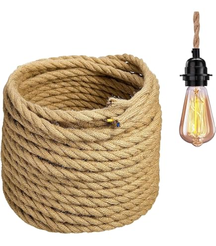 FIZOVER 2 Core 0,75 Mm² Câble électrique Tressé En Chanvre Flexible 5 M 10 M 20 M Corde De Chanvre Vintage Pour Accessoires De Lampe Industrielle Bricolage-5 M, 2 Cordons