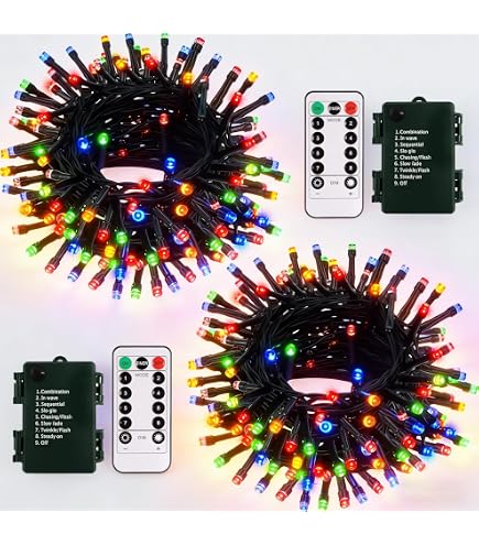 Litogo 2er-Set Lichterkette Mit Batterie, 5 M / 50 LEDs, Timer & Fernbedienung, Dimmbar, IP65 Wasserdicht
