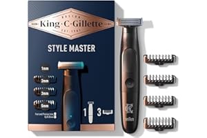King C. Gillette Rasoio Elettrico Barba Style Master, Tecnologia CenterCut per Offrire Profondità, Lama Affilata Per 6 Mesi, 4 Pettini Regolatori Intercambiabili, Regolabarba Uomo Impermeabile