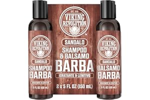 Viking Revolution - Shampoo Barba Uomo - Include Balsamo con Oli di Argan e Jojoba - Ammorbidisce, Lenisce e Rinforza la Barba - Profumo Naturale al Sandalo - 2x150 ml