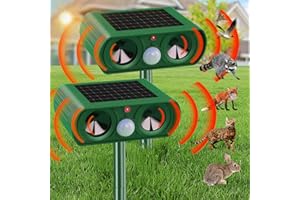 ROAMROVER 2er-Pack Solar-Betriebener Katzenschreck für Garten, Ultraschall-Katzenschreck für den Außenbereich, kann Katzen, Vögel, Füchse, Waschbären, Kaninchen und Nagetiere wirksam abwehren.