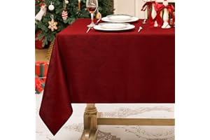 Softalker Manteles Rojo Antimanchas 320x140 cm Rectangular de Jacquard a Rayas Manteles Exterior Impermeabl Mantel Muy Grandes Protector Modernas Mesa Comedor Decoracion para Otoño Navidad Cumpleaños