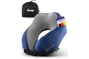 ‎LUNAP lunap Reisekissen Flugzeug | Nackenkissen Memory Foam atmungsaktiv + waschbar | Nackenhörnchen Erwachsene | Nackenkissen Flugzeug, Auto | Travel Pillow Neck BLAU | Flugzeug Reise Flugzeug