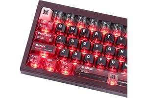 ‎JAKETSAI Double Shot PC Keycaps, 141 Keys Red Black Clear Keycaps, Transparent Shine Through Cherry Profile Keycap for Cherry MX Switch ANSI & ISO Layout Mechanical Keyboards