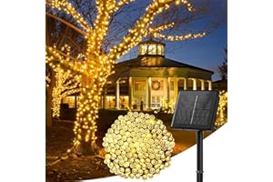 wisdom line Guirlande Lumineuse Solaire d'Extérieur, 23M 200 LED, 8 Modes d'Éclairage, Étanche, Blanc Chaud