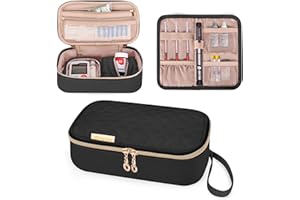 YARWO Insulin Cooler Travel Case, Medical Bag for Travel for Diabetic Care Kits, EpiPen Carrying Case Insulated, Portable Diabetes Supplies Storage Bag with Extra Folding Pouch, Black(Bag Only)