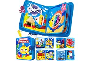 KOGMOW Busy Board Montessori Spielzeug ab 1 2 3 Jahre, 3D Meeres Thema Quiet Book für Frühe Bildung, Förderung Feinmotorik, Activity Board Reise Auto Flugzeug, Geschenk Jungen Mädchen