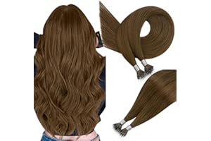 Easyouth Brown Hair Extensions Nano Human Hair Medium Brown Nano Hair Extensions Real Human Hair Cold Fusion Nano Beads Hair Extensions Human Hair for Volum 14 Inch 50g/50s #4