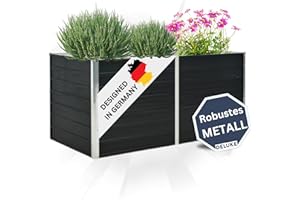 DELUKE Hochbeet für Garten Oskar Anthrazit | 160x80x77cm | Verzinkter Stahl | Wetterfest | Gartenbeet Kräuterbeet Blumenbeet Beet hoch Frühbeet für Garten Gemüsebeet