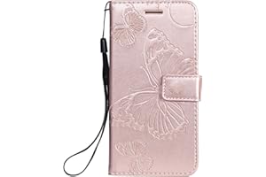 Thoankj Samsung Galaxy A54 5G Case Shockproof PU Leather Flip Phone Cover Butterfly with Stand Magnetic Card Holder Slot Folio Soft TPU Bumper Protective Case for Samsung A54 5G Wallet Case Rose Gold