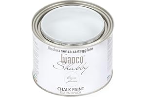 bianco Shabby® Chalk Paint Bianco Ghiaccio Peinture à la craie pour meubles et murs, effet vintage, shabby chic, extra mat (0,5 Litre)