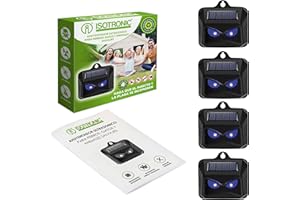 ISOTRONIC Ahuyentador solar de animales con luz azul | contra animales salvajes como mapaches, ciervos, zorros, jabalíes, etc. - 4 repelentes efectivos de animales con luz LED azul
