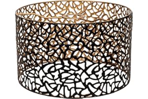 OSASY Metal abat jour,Vintage Moderne Noir et Or Design abajour, sculpté en creux, forme de tambour, pour lampadaire, lampe suspendue,lampe de table,plafonnier Suspension Luminaire